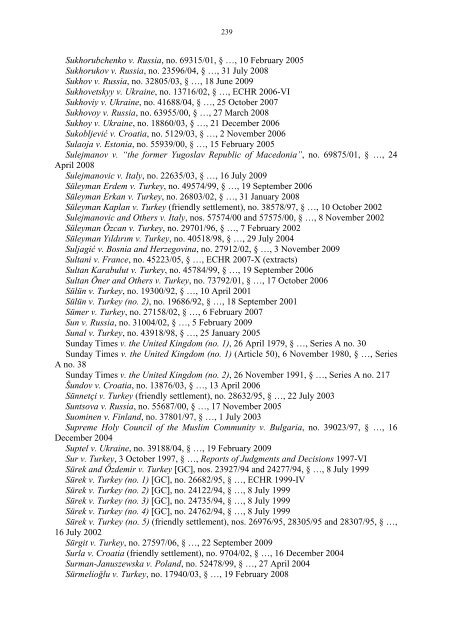 Case-Law References of Judgments and Published Decisions