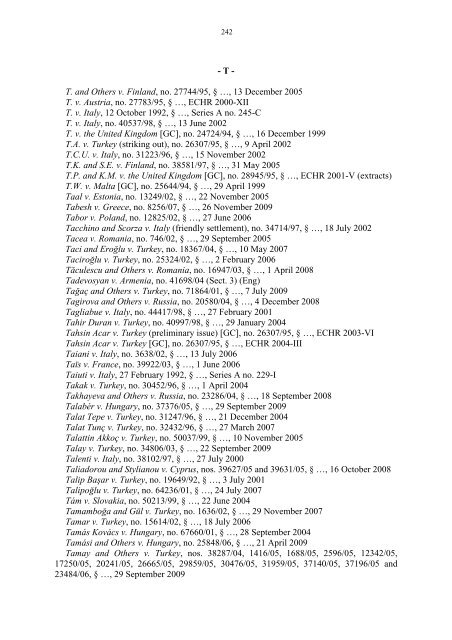 Case-Law References of Judgments and Published Decisions