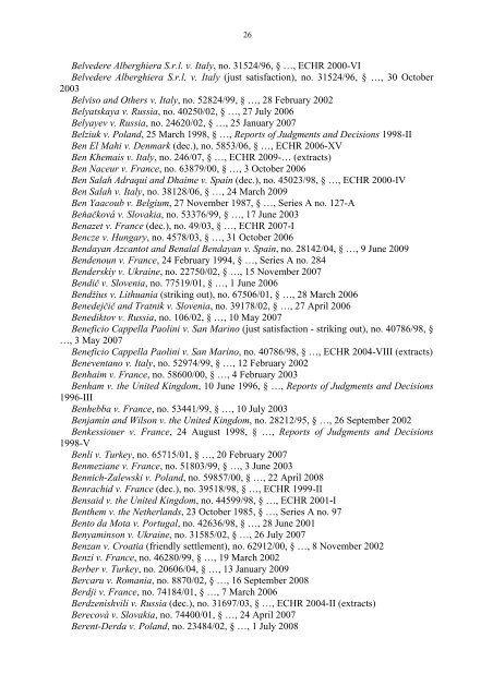 Case-Law References of Judgments and Published Decisions