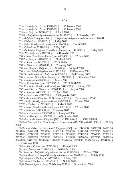 Case-Law References of Judgments and Published Decisions