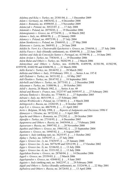 Case-Law References of Judgments and Published Decisions