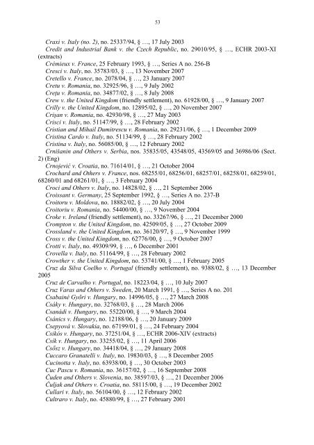 Case-Law References of Judgments and Published Decisions