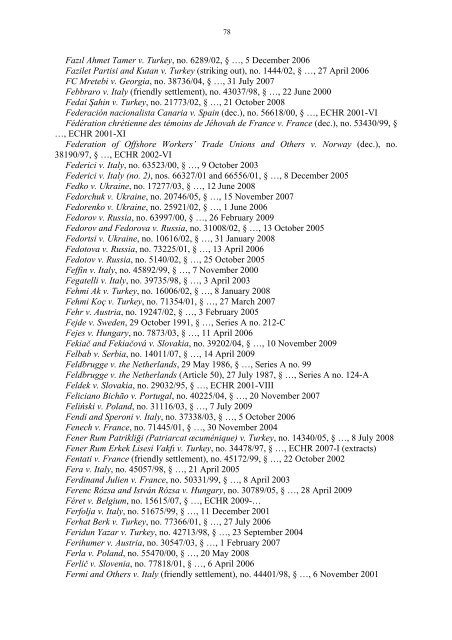 Case-Law References of Judgments and Published Decisions