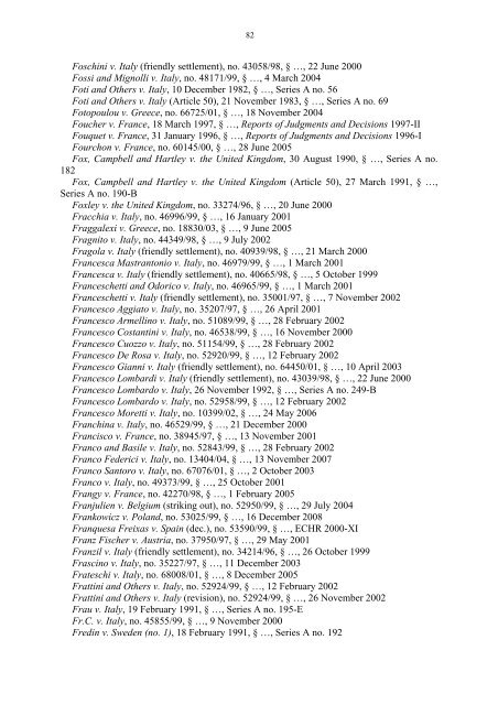 Case-Law References of Judgments and Published Decisions