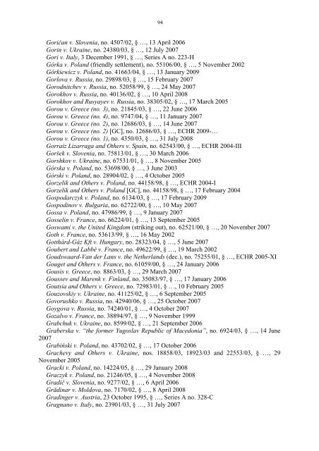 Case-Law References of Judgments and Published Decisions