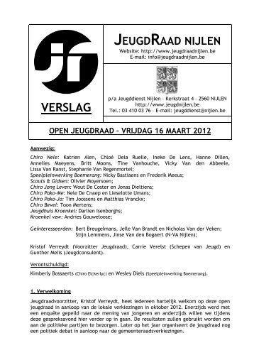 Verslag 16 maart 2012 - Jeugd Nijlen
