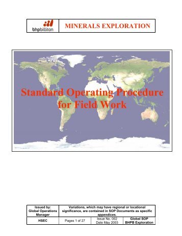 Standard Operating Procedure for Field Work