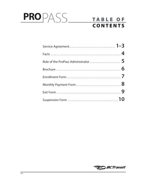 Sample ProPASS binder - BC Transit