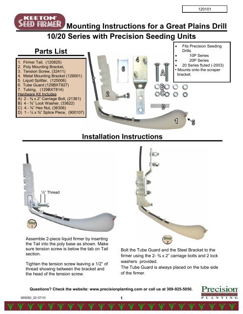 Mounting Instructions for a Great Plains Drill 10 ... - Precision Planting