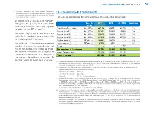 Estados financieros NIIF 2011 ISAGEN S.A. E.S.P.