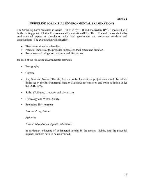 environmental impact management framework (eimf) - LGED