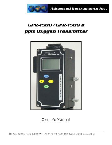 GPR-1500 Trace PPM Oxygen Transmitter. - Advanced Instruments ...