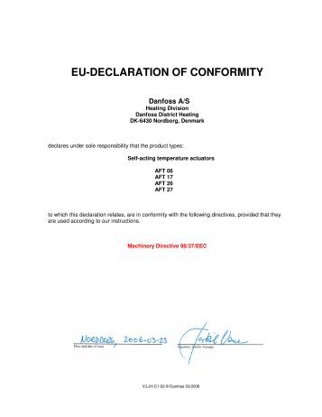 EU-DECLARATION OF CONFORMITY - Danfoss