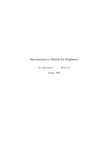 Introduction to Matlab for Engineers