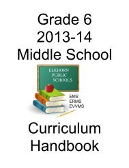 GRADE 6 Curriculum Handbook 13-14 - Elkhorn Public Schools