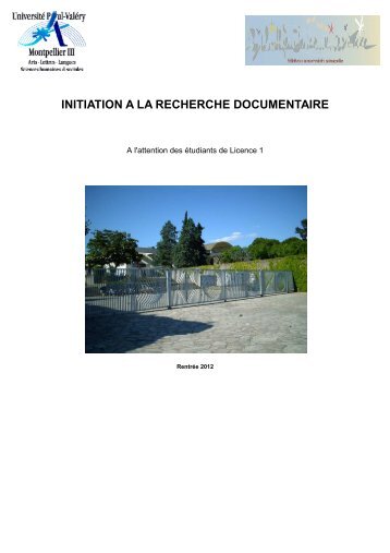 INITIATION A LA RECHERCHE DOCUMENTAIRE - Bibliothèque ...