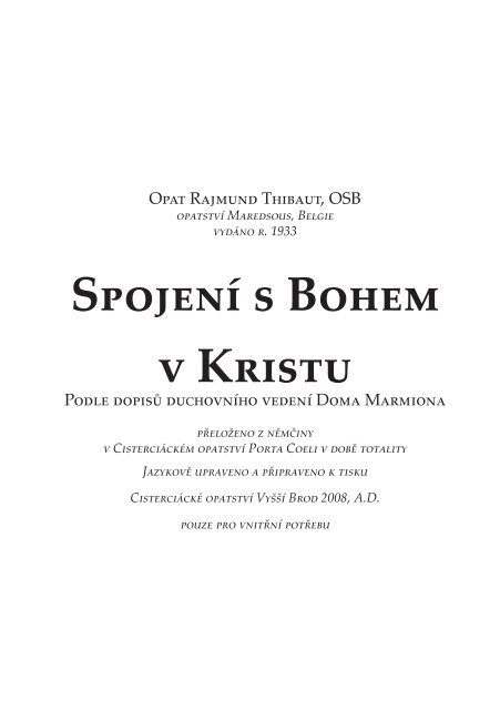 Spojení s Bohem v Kristu.indb - Cisterciácký klášter Vyšší Brod