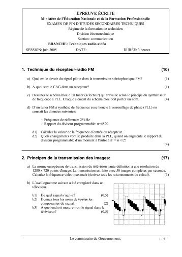 1. Technique du récepteur-radio FM (10) 2. Principes de ... - weigu.lu