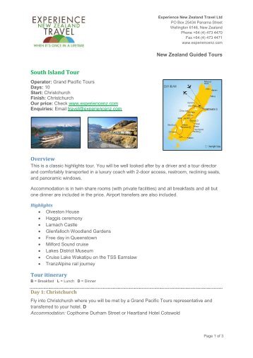 South Island Tour - Experience New Zealand Travel