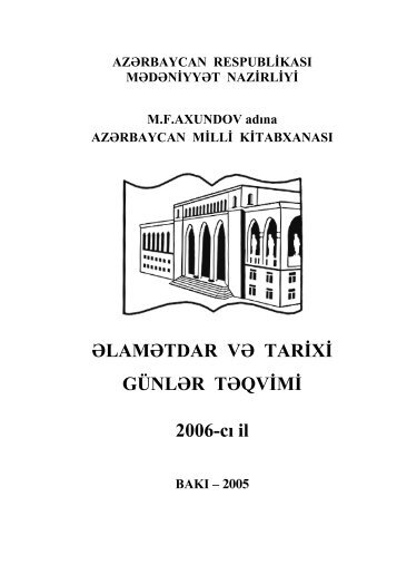 ÆlamÉtdar vÉ tarixi gÃ¼nlÉr tÉqvimi (2006-cÄ± il) - AzÉrbaycan Milli ...