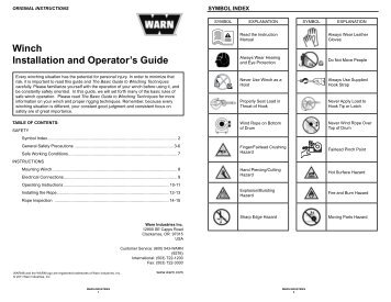 Winch Installation and Operator's Guide - Warn Industries