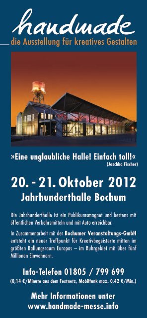 Workshops · Verkauf www.handmade-messe.info Stadthalle ...