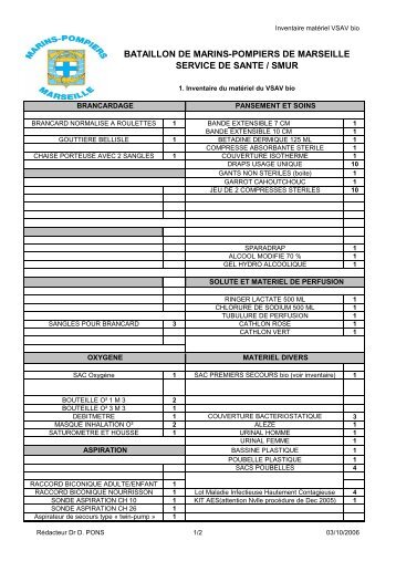 Inventaire VSAV bio - SMUR BMPM