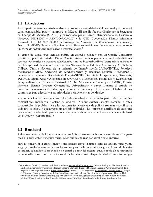 Potenciales y Viabilidad del Uso de Bioetanol y Biodiesel para el ...