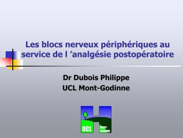 Les blocs nerveux pÃ©riphÃ©riques au service de l 'analgÃ©sie ...