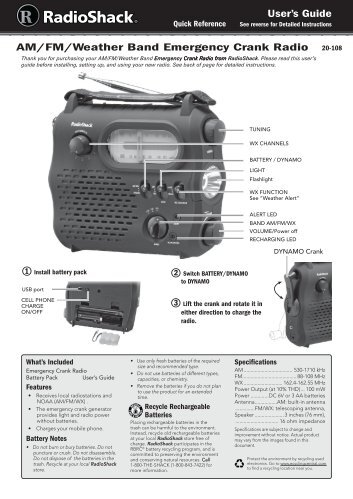 User's Guide AM/FM/Weather Band Emergency Crank Radio