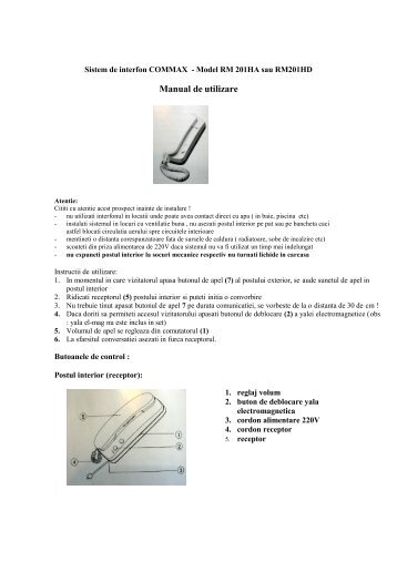 Set interfon 1 familie COMMAX RM201HA.pdf - GTO Security ...