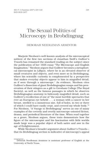 The Sexual Politics of Microscopy in Brobdingnag - The Johns ...