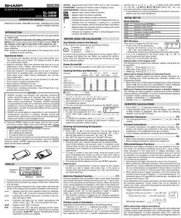 EL-506W/546W Operation-Manual GB - Sharp