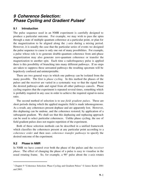 Phase Cycling and Gradient Pulses - The James Keeler Group