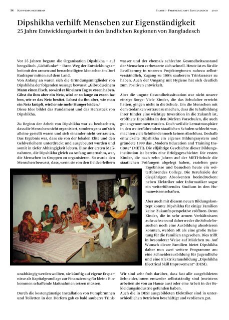 Ki Khabar 2010 - Shanti Partnerschaft Bangladesch eV