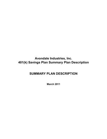 Avondale Industries Inc 401(k) Savings Plan ... - Benefits Connect