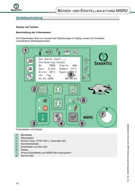 Bedien- und Einstelleinleitung Dachs MSR 2 - Senertec-service.de