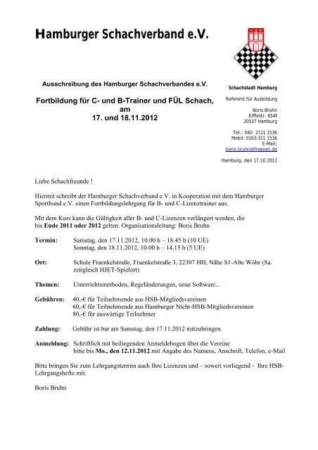 Hamburger Schachverband e.V. - beim Hamburger Schachverband