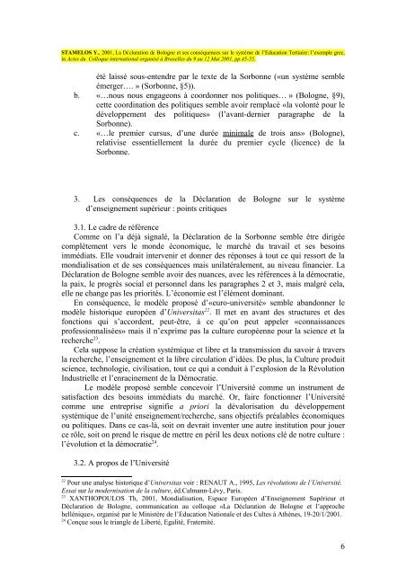 La déclaration de Bologne et ses conséquences sur le système de l ...