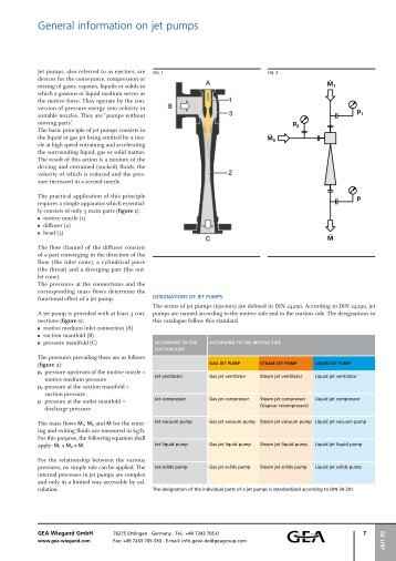 General information on jet pumps - GEA Wiegand GmbH