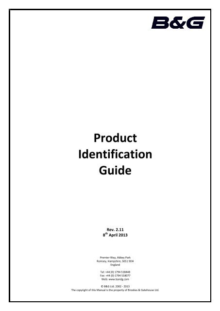 Product Identification Guide v2.11 - B&G