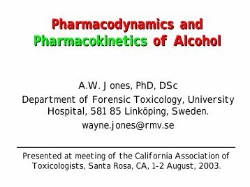 Pharmacodynamics and Pharmacokinetics of Alcohol ...