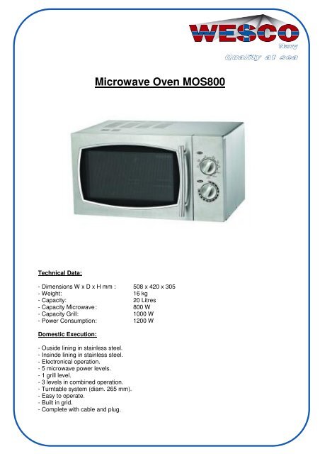 Microwave Oven MOS800 - WESCO-Navy