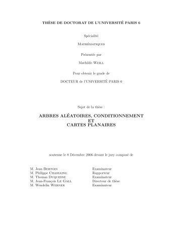 arbres alÃ©atoires, conditionnement et cartes planaires - DMA - Ens