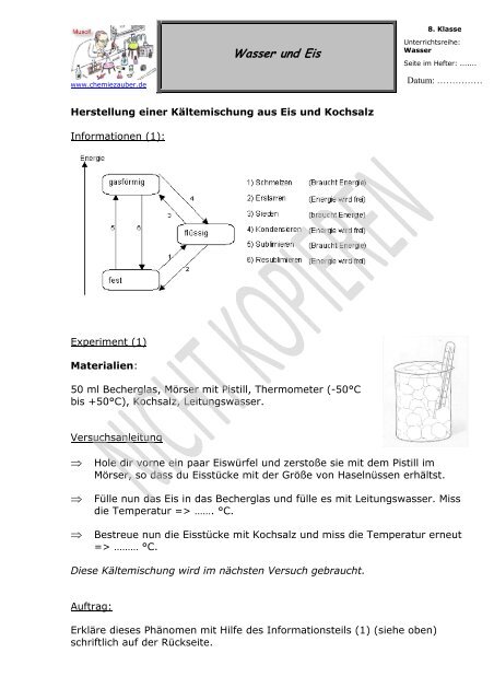 Wasser Und Eis Herstellung Einer Chemiezauber De