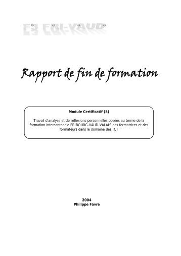 Rapport de fin de formation - Ã©coles de Sierre