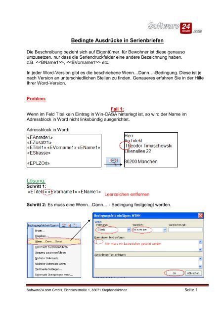 Im Serienbrief mit Microsoft Word bedingte Ausdrücke definieren