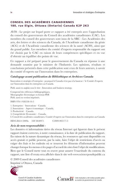 Innovation et stratÃ©gies d'entreprise - Conseil des acadÃ©mies ...