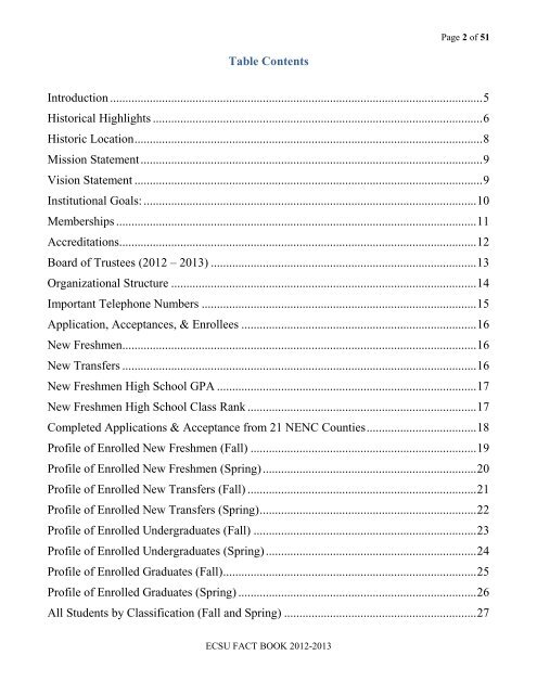 Fact Book 2012-2013 - Elizabeth City State University