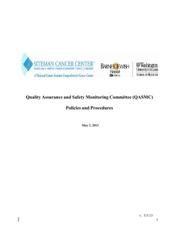 Quality Assurance Committee Proposal - Siteman Cancer Center